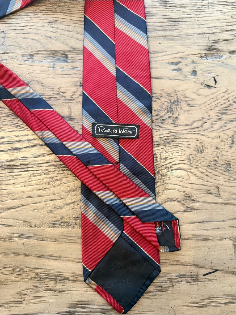 Robert Talbott Red Navy and Cream Diagonal Stripe Silk Tie